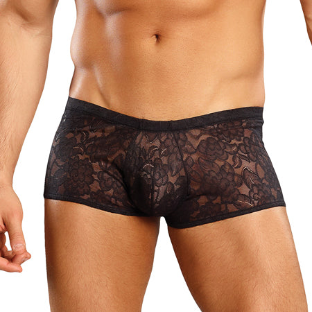 Male Power Stretch Lace Mini Short Black Med - Casual Toys