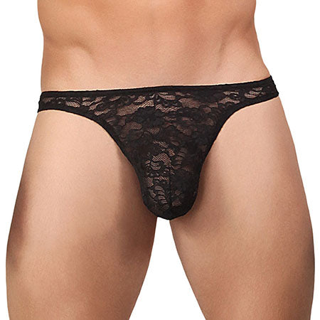 Male Power Stretch Lace Bong Thong Black S-M - Casual Toys