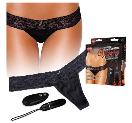 Hustler Wireless Remote Control Vibrating Panties Black S-M - Casual Toys
