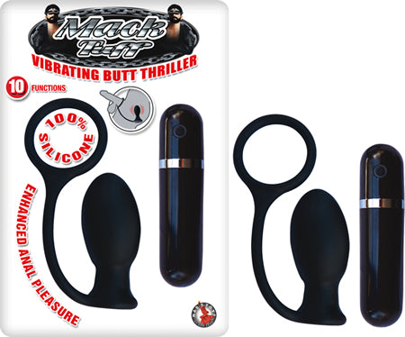 Mack Tuff Vibrating Butt Thriller Silicone Multispeed Cock Ring And Anal Plug (Black) - Casual Toys