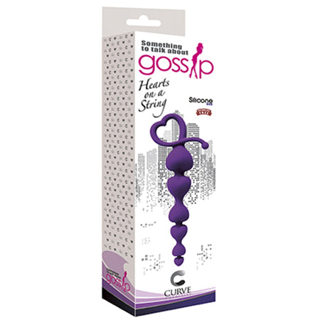 Gossip Hearts on a String Silicone Anal Beads Violet - Casual Toys