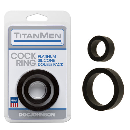 Titanmen Cock Ring Platinum Silicone Double Pack Black - Casual Toys