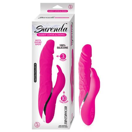 Surenda Rabbit Lover&Dong 3 Speed 10 Function Silicone USB Rechargeable Waterproof Pink - Casual Toys