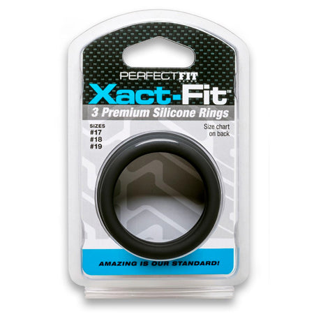 Perfect Fit Xact-Fit Silicone Rings M-L (#17, #18, #19) Black - Casual Toys