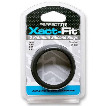 Perfect Fit Xact-Fit Silicone Rings L-XL (#20, #21, #22) Black - Casual Toys