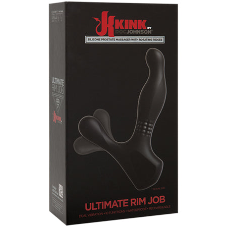 Kink - The Ultimate Rimmer Job Vibrating Silicone Prostate Massager with Rotating Ridges Black - Casual Toys
