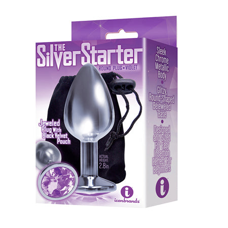The 9's, The Silver Starter, Bejeweled Stainless Steel Plug, Violet - Casual Toys