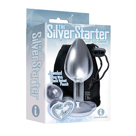 The 9's, The Silver Starter, Bejeweled Heart Stainless Steel Plug, Diamond - Casual Toys