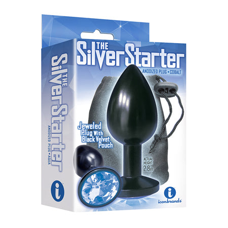 The 9's, The Silver Starter, Bejeweled Anodized Stainless Steel Plug, Colbalt - Casual Toys