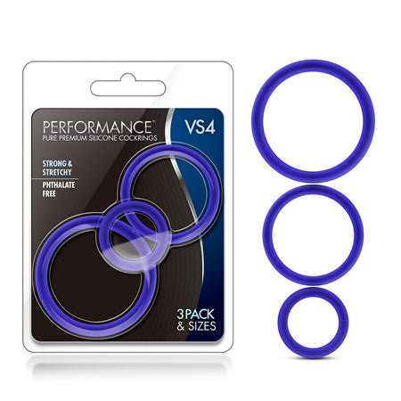 Performance - VS4 Pure Premium Silicone Cockring Set - Indigo - Casual Toys
