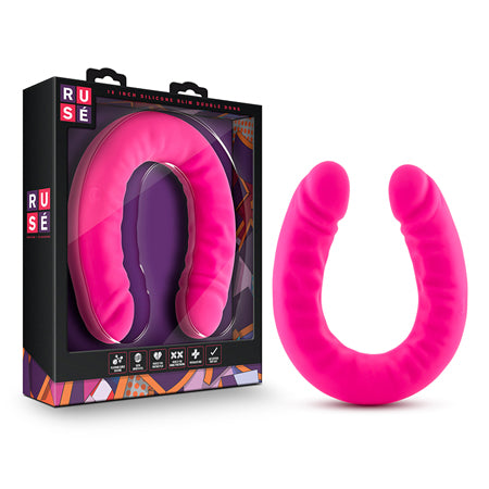 Ruse - 18 inch Silicone Slim Double Dong - Hot Pink - Casual Toys