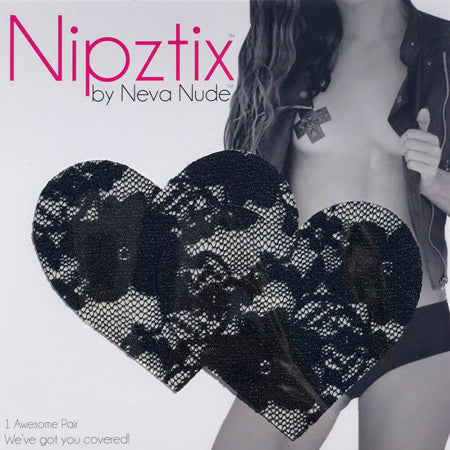 Neva Nude Pasty Heart Lace Black - Casual Toys