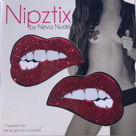 Neva Nude Pasty Bite Me Lips Glitter Red - Casual Toys