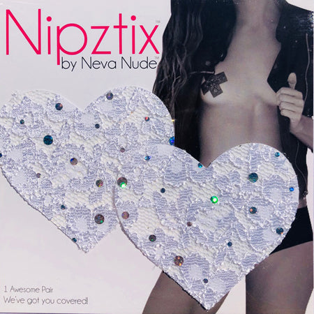 Neva Nude Pasty Heart Sequin Lace White - Casual Toys