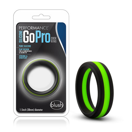 Performance - Silicone Go Pro Cock Ring - Black-Green-Black - Casual Toys
