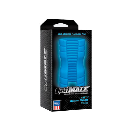 OptiMALE TRUSKYN Silicone Stroker Ribbed Blue - Casual Toys