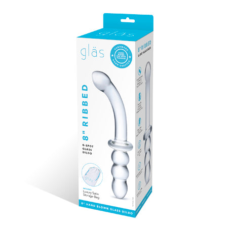 8"  Ribbed G-Spot Glass Dildo - Casual Toys