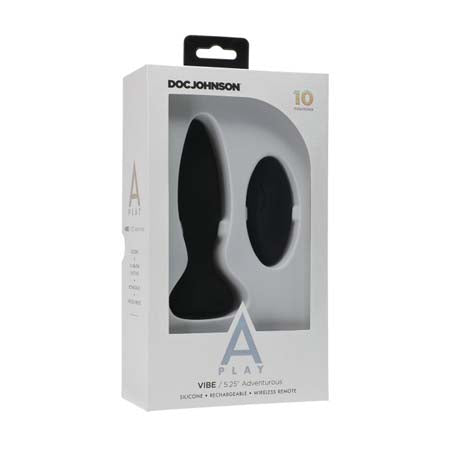 A-Play Vibe Adventurous Rechargeable Silicone Anal Plug with Remote Black - Casual Toys