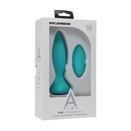 A-Play Vibe Adventurous Rechargeable Silicone Anal Plug with Remote Teal - Casual Toys