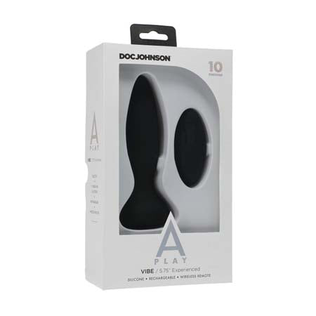 A-Play Vibe Experienced Rechargeable Silicone Anal Plug with Remote Black - Casual Toys