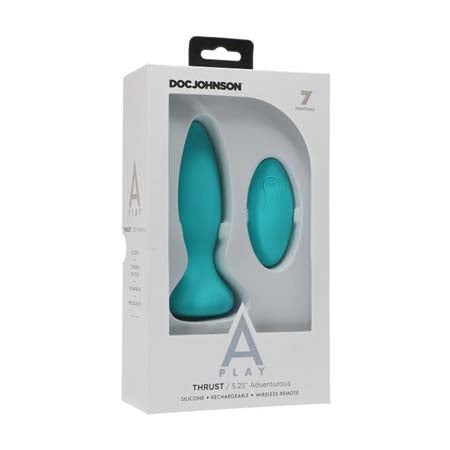 A-Play Thrust Adventurous Rechargeable Silicone Anal Plug with Remote Teal - Casual Toys
