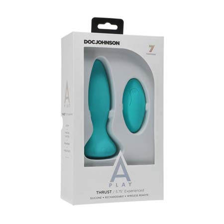 A-Play Thrust Experienced Rechargeable Silicone Anal Plug with Remote Teal - Casual Toys