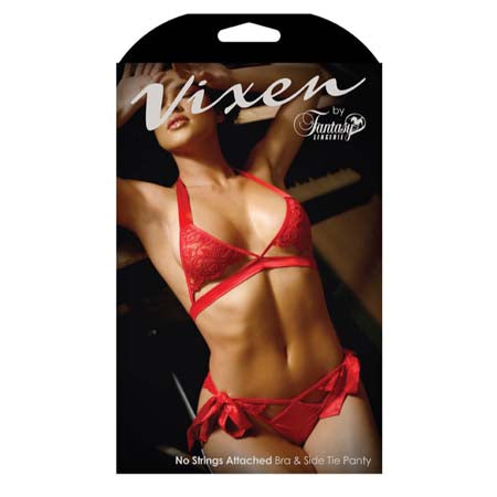 Vixen No Strings Attached Bra & Side Tie Panty- L-XL - Casual Toys