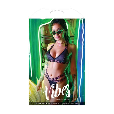 Vibes Sexy Bitch Reptile Print Set Blk S-M - Casual Toys