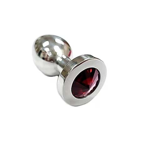 Stainless Steel  Smooth Medium Butt Plug- Red Crystal - Casual Toys