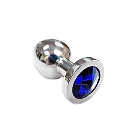 Stainless Steel Smooth Small Butt Plug- Blue Crystal - Casual Toys