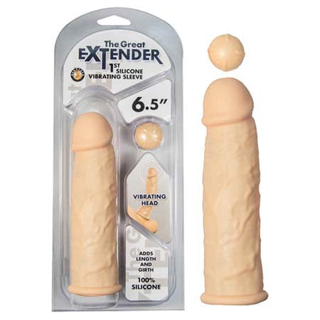 The Great Extender 1St Silicone Vibrating Sleeve 6.5in-Flesh - Casual Toys