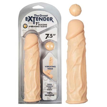The Great Extender 1St Silicone Vibrating Sleeve 7.5in-Flesh - Casual Toys