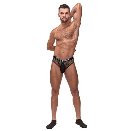 MP Cock Pit Net Cock Ring Thong Blk LX - Casual Toys