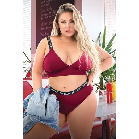 Vibes So Salty Long Line Bralette and Cheeky Panty Set Queen Berry Bliss - Casual Toys
