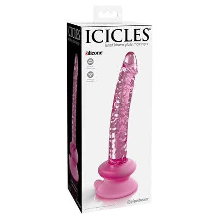 Icicles No. 86 - Glass Suction Cup Dildo - Pink - Casual Toys