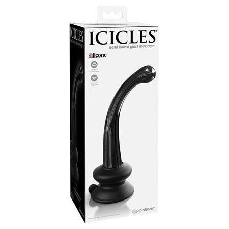 Icicles No. 87 - Glass Suction Cup G-Spot Wand - Black - Casual Toys