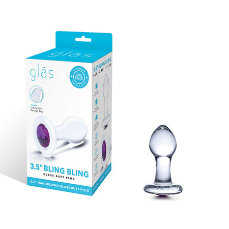 Glas 3.5" Bling Bling Glass Butt Plug - Casual Toys