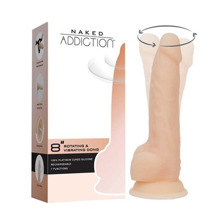 Naked Addiction Rotating & Vibrating Dong 8inVanilla - Casual Toys