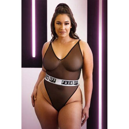 Vibes Fuck Off Cheeky Mesh Playsuit QS Black - Casual Toys