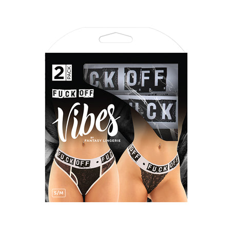 Vibes Fuck Off Buddy Pack 2 pc. Lace Boyfriend Brief & Lace Thong S-M Black-White - Casual Toys