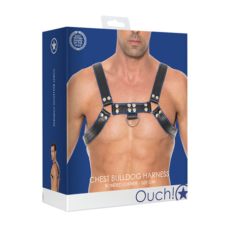 Ouch Chest Bulldog Harness - S-M - Blue - Casual Toys