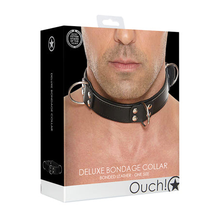 Ouch Deluxe Bondage Collar - One Size - Black - Casual Toys
