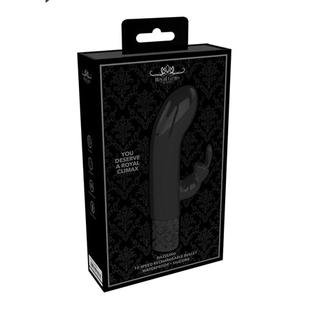 Royal Gems - Dazzling - Silicone Rechargeable Bullet - Black - Casual Toys