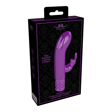 Royal Gems - Dazzling - Silicone Rechargeable Bullet - Purple - Casual Toys