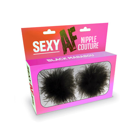 Sexy AF Nipple Couture Black Marabou Pasties - Casual Toys