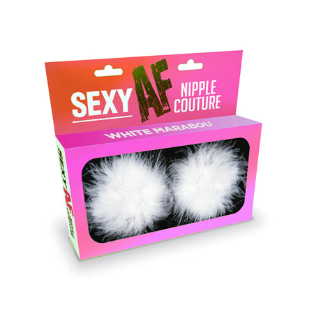 Sexy AF Nipple Couture White Marabou Pasties - Casual Toys