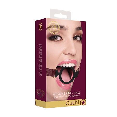 Ouch Halo Silicone Ring Gag Burgundy - Casual Toys
