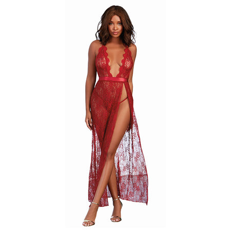 Dreamgirl Lace Gown & G-String Garnet Medium Hanging - Casual Toys