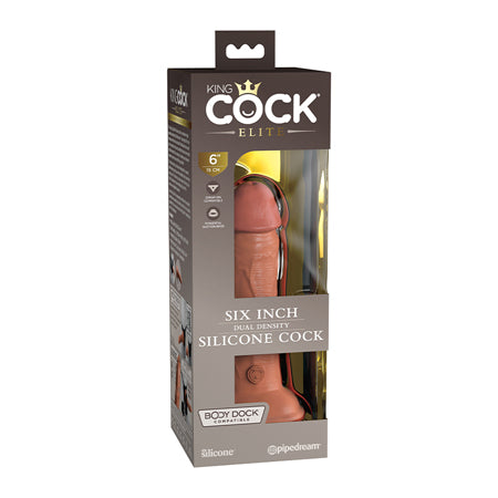 Pipedream King Cock Elite 6 in. Dual Density Silicone Cock Realistic Dildo With Suction Cup Tan