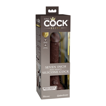 Pipedream King Cock Elite 7 in. Dual Density Silicone Cock Realistic Dildo With Suction Cup Brown